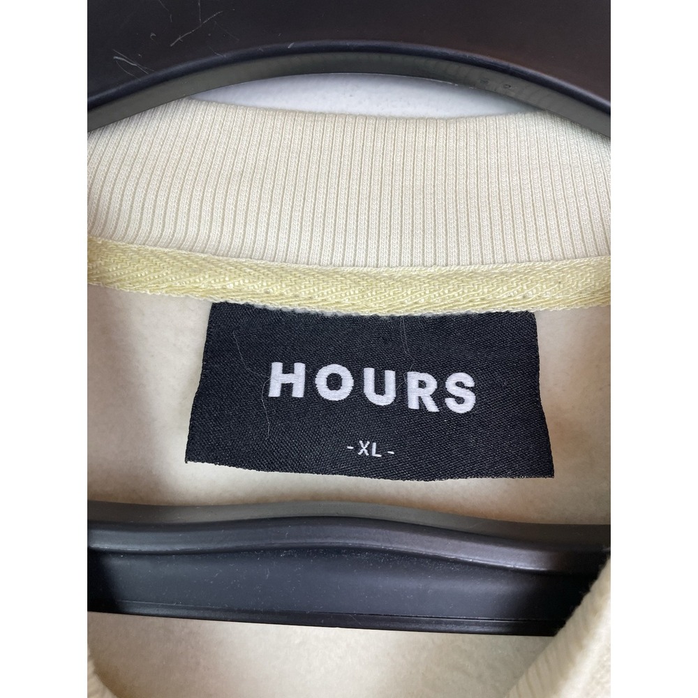 HOURS Collection Drop Shoulder Crewneck Sweatshirt Men XL Off White Cream Fleece - Picture 4 of 7